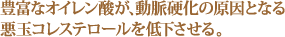 豊富なオイレン酸が、動脈硬化の原因となる悪玉コレステロールを低下させる。
